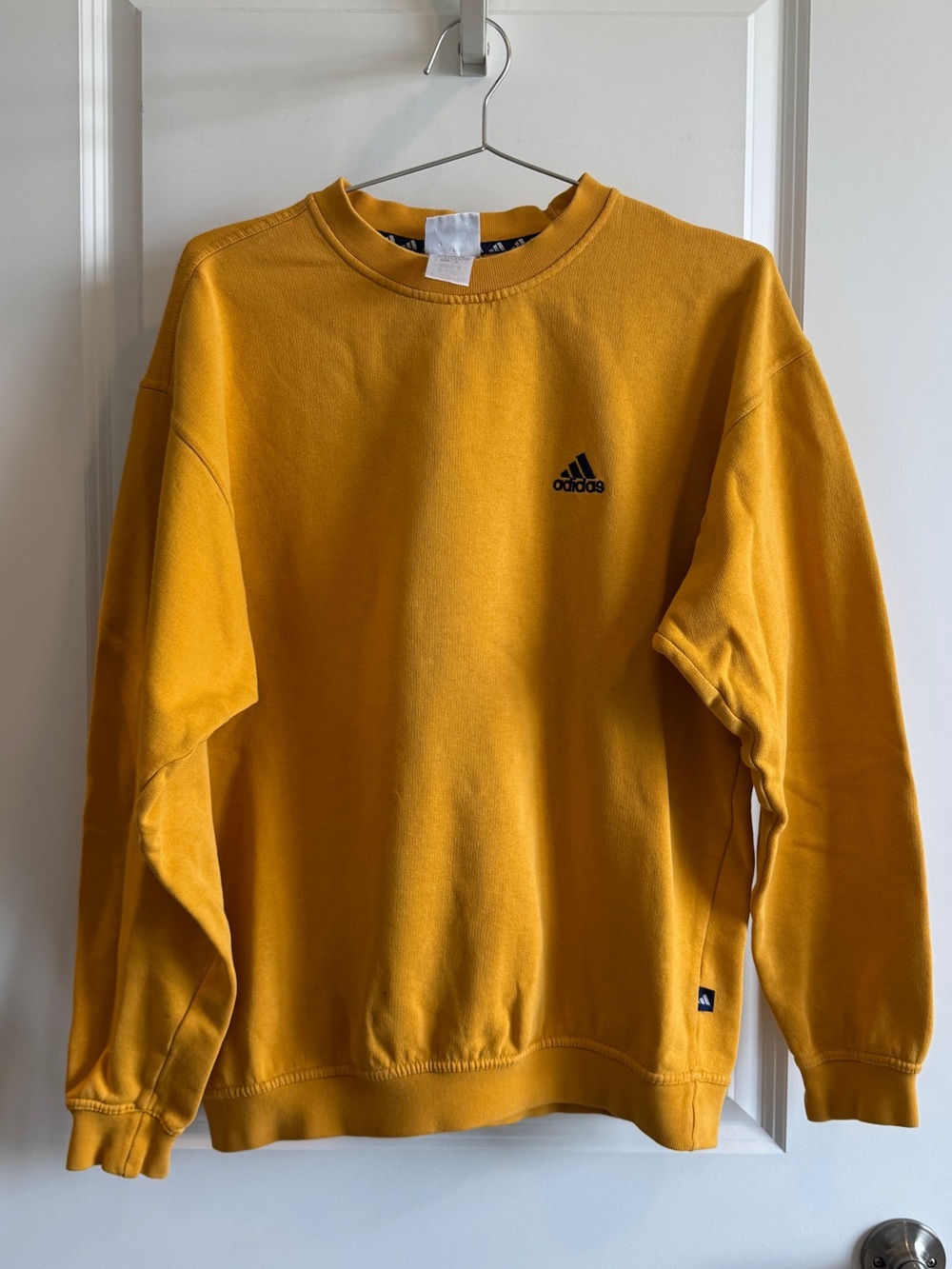 Vintage 90’s Y2K Adidas Men's Crewneck Sweatshirt in Mustard Small Minor Stain